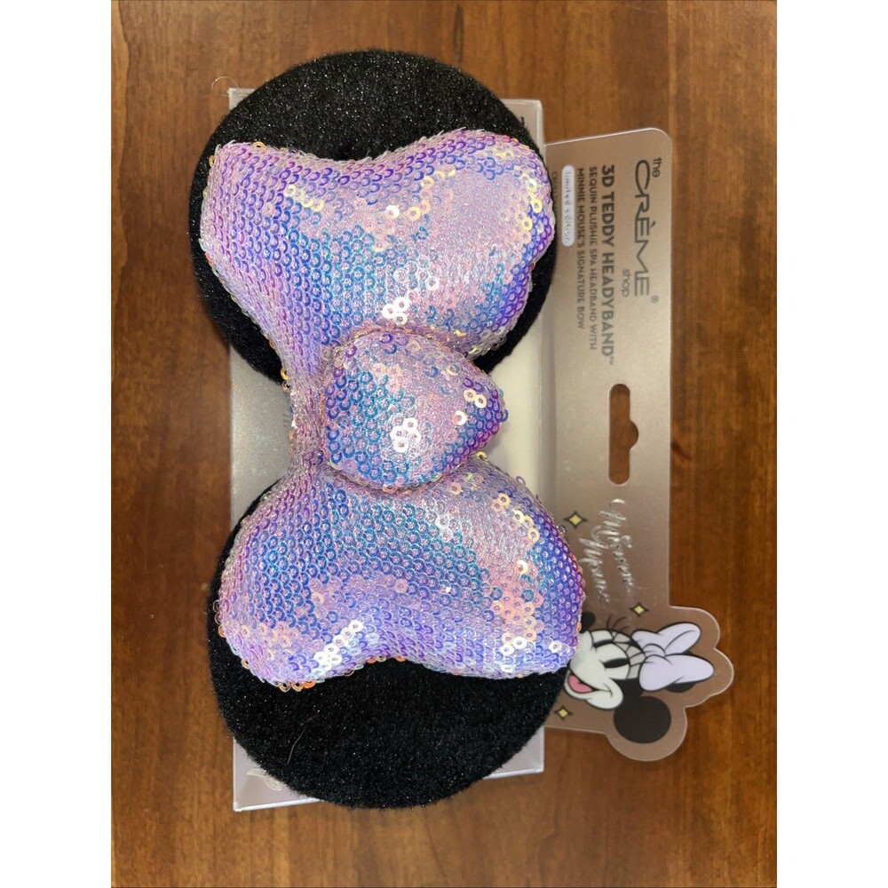 NEW Disney Creme 3D Minnie Mouse Headband Teddy Spa Pink Limited Edition Purple